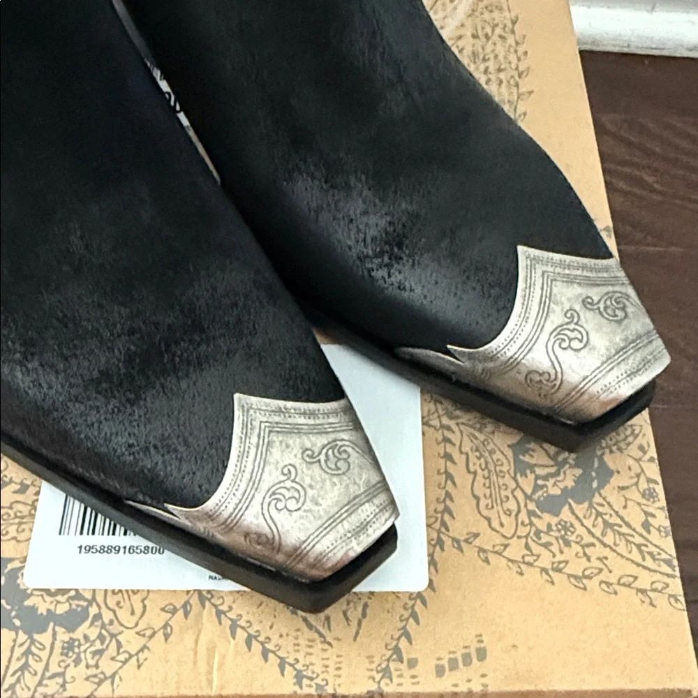 Free People Brayden Western Mule Black and Silver Mules Size 40 - Picture 9 of 10